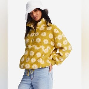 Yellow Floral Fleece Jacket